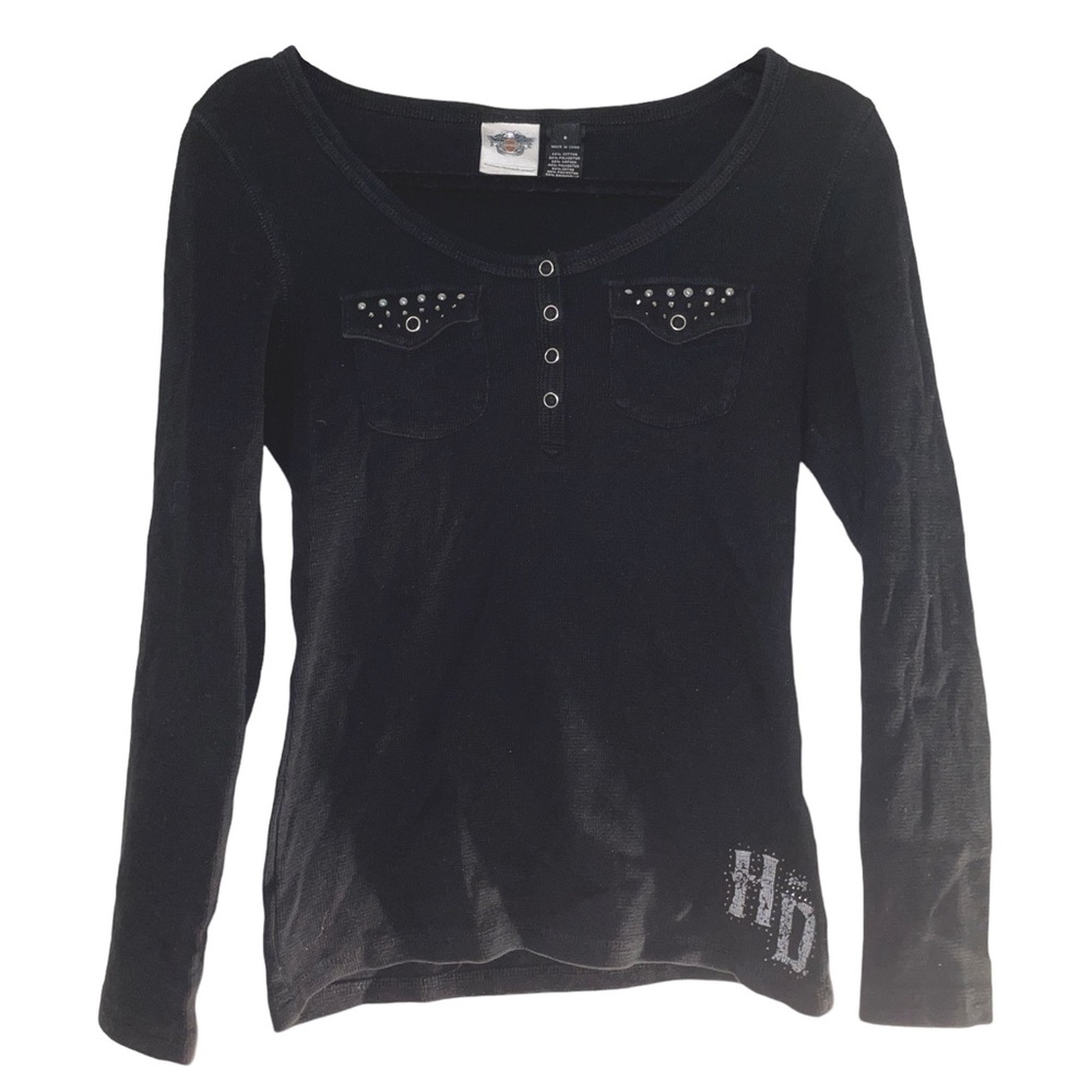Women’s Harley Davidson Bedazzled Long Sleeve Henley